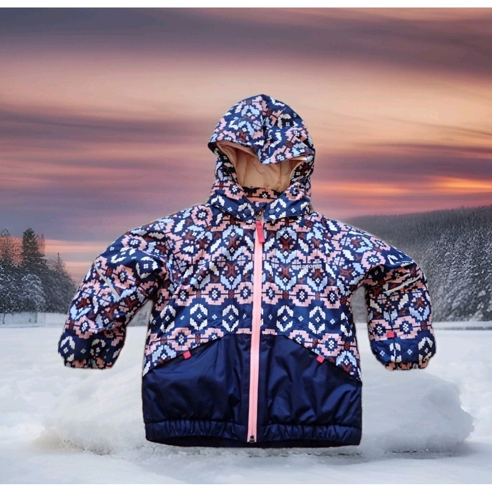 Patagonia Puffer Jacket Toddler 2T Blue Pink Excellent Fair Isle Hooded Coat